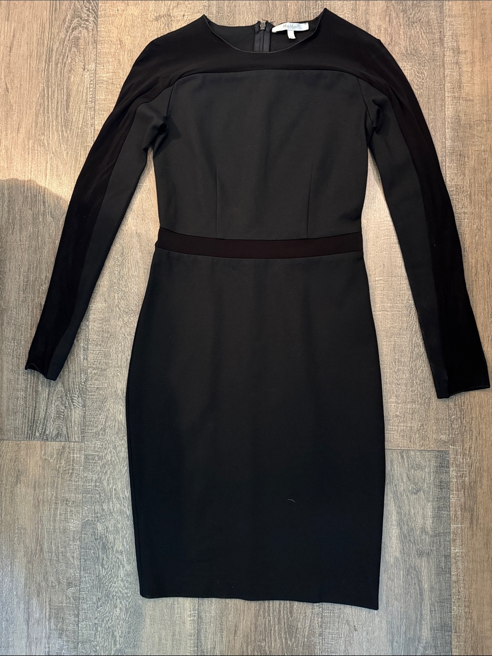 MaxMara Black Long-Sleeve Bodycon Scuba Dress | Size 38